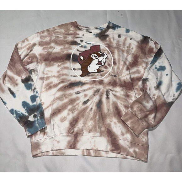 bucees Other - Bucees tie dye  sweatshirt  Mens L Blue Brown Beaver Logo Pullover‎ Crewneck